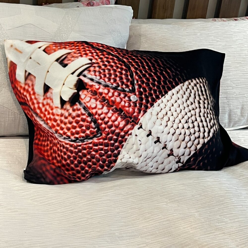 FOOTBALL FAN 1 Bedroom Pillow Cover Zip Closure 27" x 16 1/2" Standard NEW